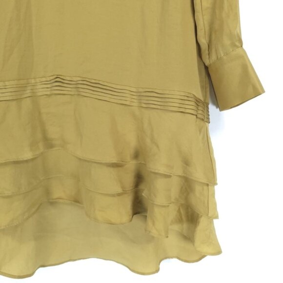 NWT BANANA REPUBLIC Chartreuse Silky Tiered Ruffle Drop Waist Mini Dress Sz 4 - Picture 15 of 16